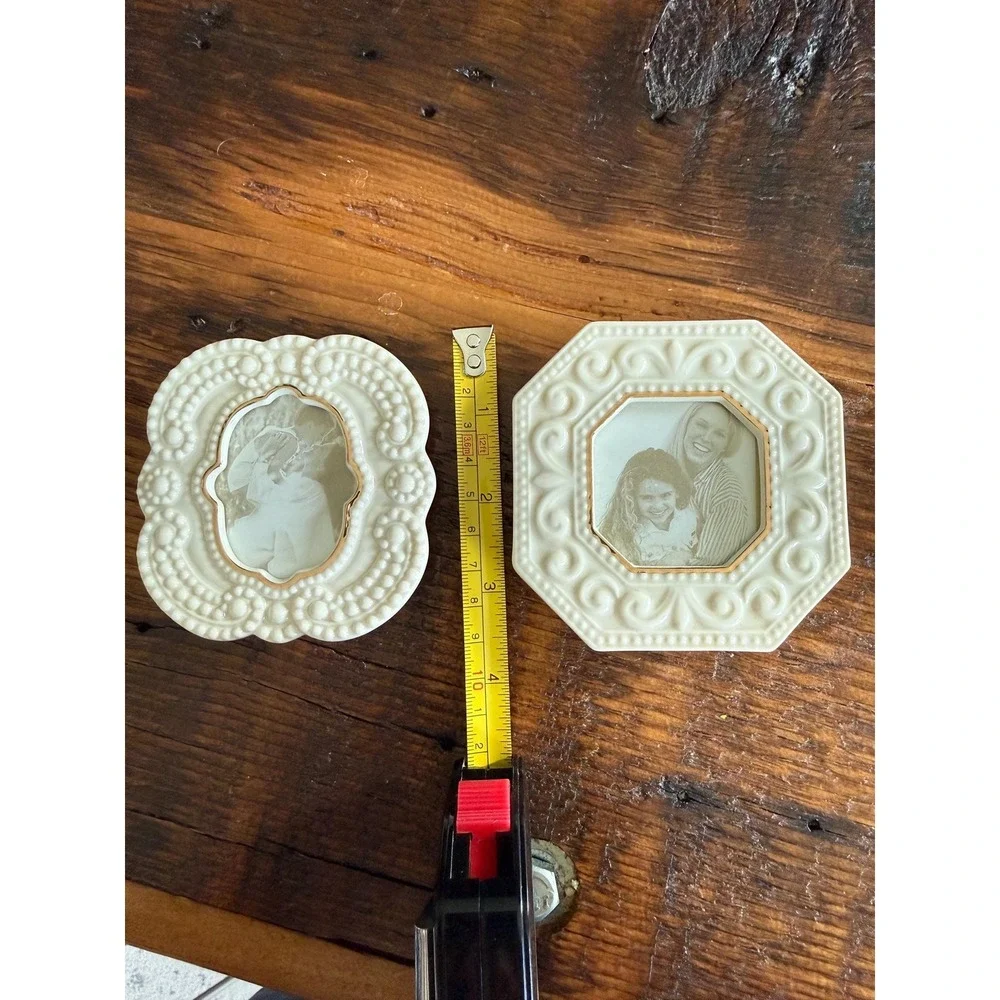 Vintage Lenox Pair Mini Photo Frames, Porcelain Photo Frames set of 2